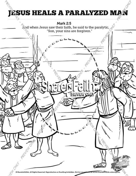 Luke 5 Jesus Heals The Paralytic Sunday School Coloring Pages Sunday