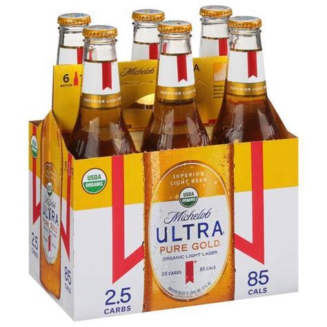 Michelob Ultra Pure Gold Organic Light Lager Beer 6 Ct 12 Fl Oz