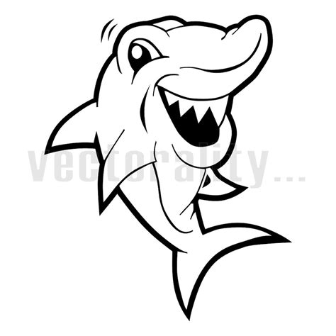 Laughing Shark Funny Cartoon Great White Tiger Vector Art File Etsy