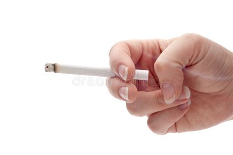 Female Hand Holding A Cigarette Stock Photo Image Of White Hand