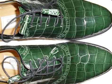 Men Fashion Of New York Olive Green Genuine Alligator Shoes