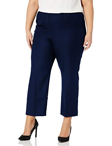 Alfred Dunner Womens Navy Blue Proportioned Short Classic Fit Pants