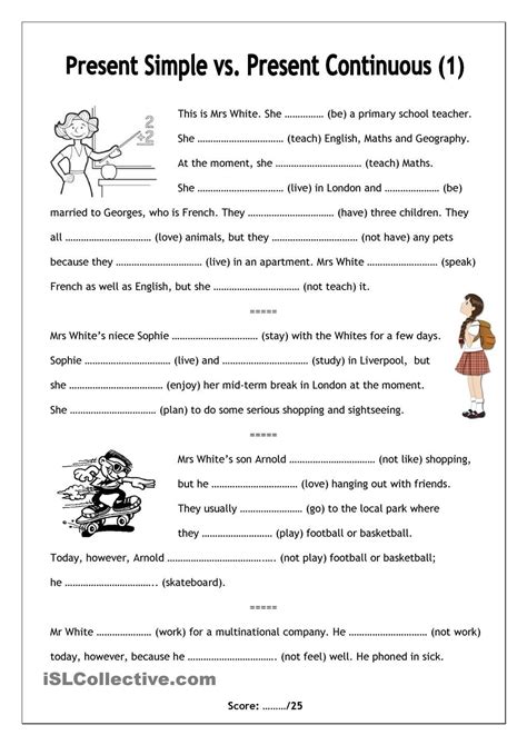 No Frills Worksheet For All Ages Present Simple Vs Present Continuous Learn English