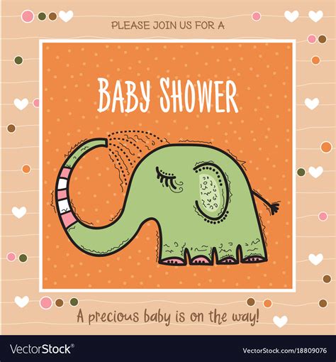 Baby Shower Card Template With Funny Doodle Vector Image