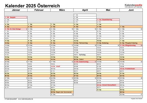 Kalender 2025 Österreich Für Word Zum Ausdrucken
