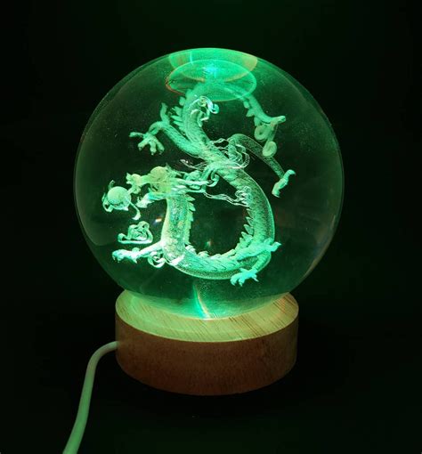 Etched Glass Dragon Sphere With Stand 96 Mm Etsyde