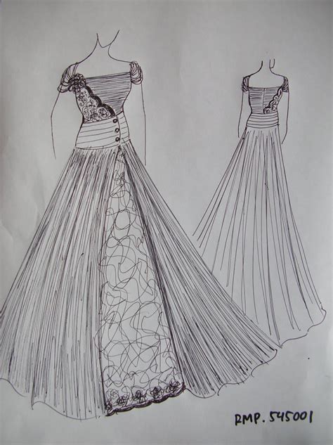 Sketsa Gambar Desain Baju Gaun Simple Pilihan