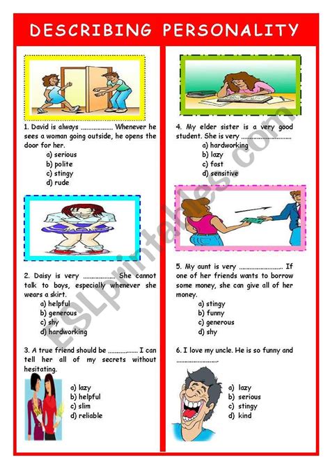 Describing Personality Test Esl Worksheet By Abut