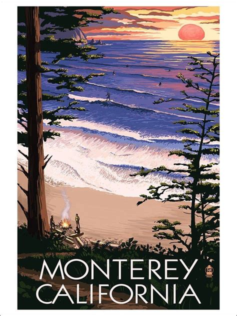 Monterey California Sunset And Beach 16x24 Giclee Gallery Art Print