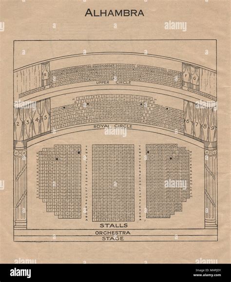 Alhambra Theatre Vintage Seating Plan London West End Leicester