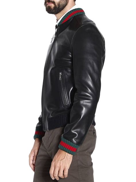 Leather Jacket Gucci Web Detail Leather Bomber Jacket 431343xg2061060