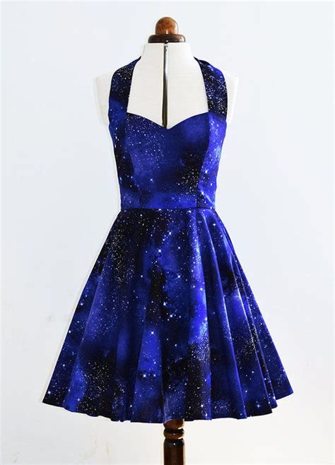 Blue 50s Galaxy Dress Stars Constellations Space Etsy Uk Galaxy
