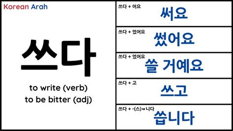 Korean Irregular Verb Examples 한국어