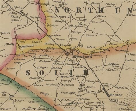 1858 Map Of Fayette County Pa Uniontown Monongahela River Etsy