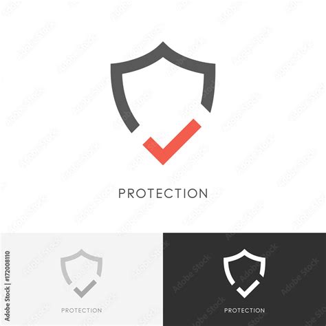 Obraz Safe Protection Logo Shield And Red Check Mark Or Tick Symbol