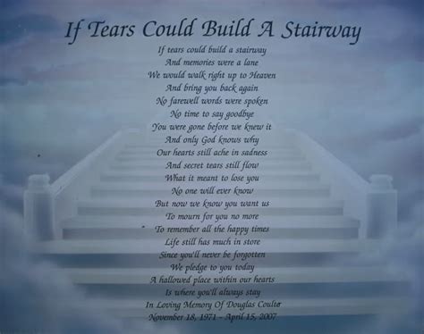An Image Of Stairs With The Words If Tears Could Build A Stairway On It