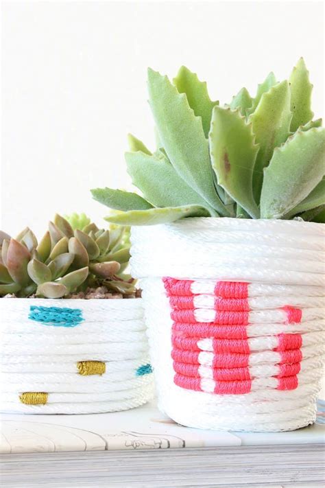 Diy Rope Wrapped Planters A Beautiful Mess