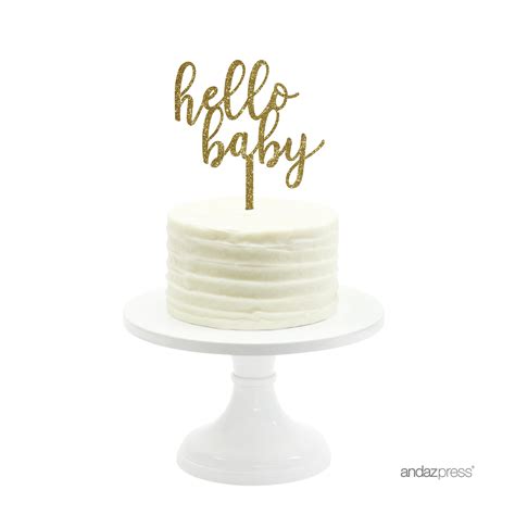 Hello Baby Baby Gold Glitter Baby Shower Acrylic Cake Topper