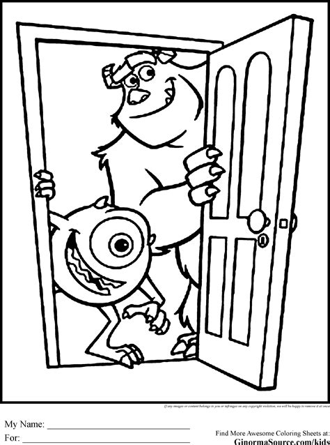 Printable coloring pages for you to color and have fun. monsters inc coloring pages