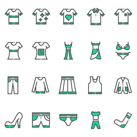 Clothes And Apparel Icons Vector Art At Vecteezy