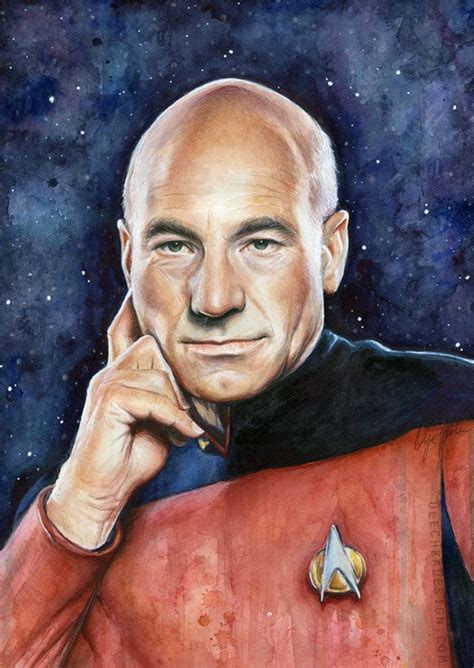 Captain Picard Portrait Star Trek Art Watercolor Painting