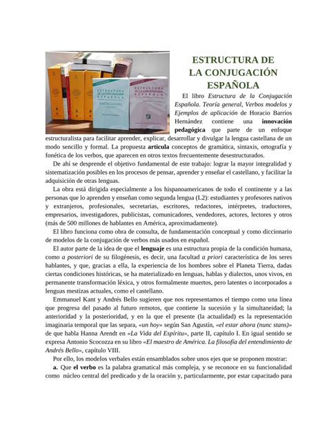 PDF ESTRUCTURA DE LA CONJUGACIÓN ESPAÑOLAñol Libro ESTRUCTURA DE