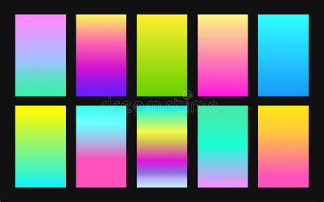 Vector Set Of Gradient Backgrounds Neon Color Stock Vector