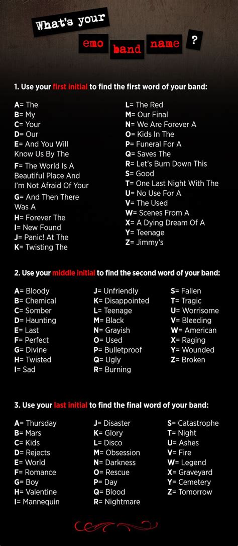 The Official Emo Band Name Generator Band Name Generator Emo Bands