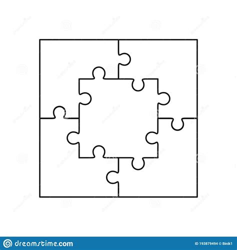 Jigsaw Puzzle Blank Simple Vector Of Five Pieces Stock Illustration
