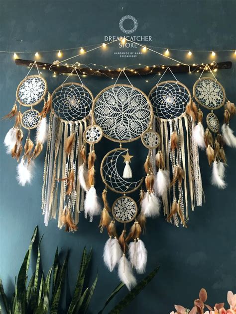 Dreamcatcher Moon And Stars Hanging Over The Bed Large Dream Catcher Dream Catcher Wall