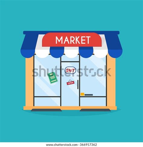 Market Shop Facade Vector Illustration Market Stock Vector Royalty