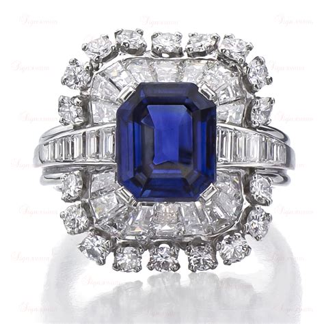 Tiffany And Co Natural Sapphire Platinum Diamond Ring Gia Mt