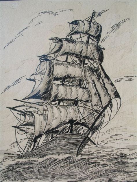 Born in foshan, china, yang jiechang emigrated to paris in 1989, at which time and place he began to drawing on classical chinese aesthetics and philosophy, wang elevates language to an. Pair of Vintage Original Signed Nautical Ink Drawing's of ...
