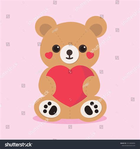 Cute Teddy Bear Holding Heart Vector Vector De Stock Libre De