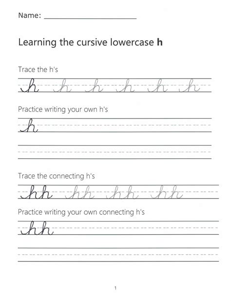 Cursive H How To Write A Lowercase H In Cursive
