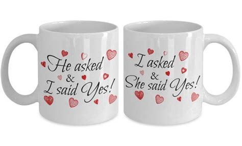 I Asked And She Said Yes He Asked And I Said Yes Mr Mrs Etsy Mr Mrs Mugs Engagement Gifts