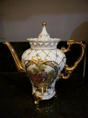Antique Lf Limoges Hand Painted Porcelain Chocolate Pot Or Coffee Pot