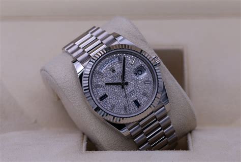 Rolex Day Date 40 228239 White Gold Diamond And Sapphire Pave Dial 2021