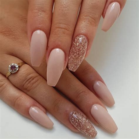 Cute Pink Nail Art Designs Rose Gold Nails Glitter Gold Acrylic Nails Glitter Accent