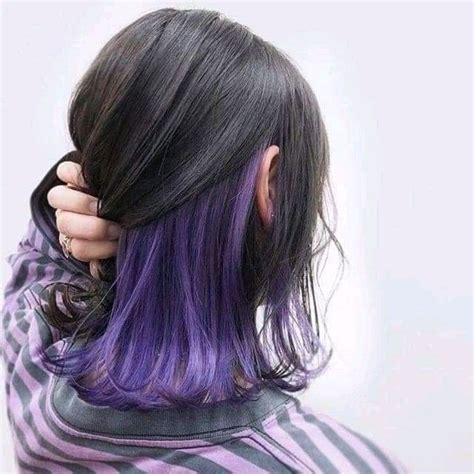 Black And Purple Hair Color Underneath Hidden Hair Color Under Hair Dye