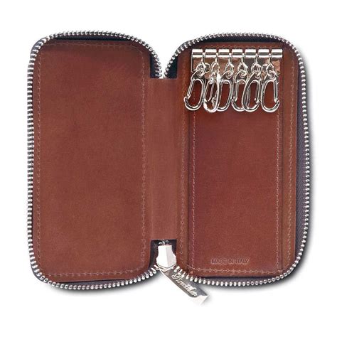Pineider Power Elegance Leather Key Holder With Zip Around