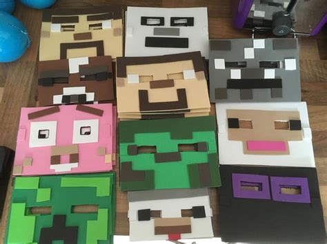 Party Masks Favours Childs Minecraft Villager Creeper Zombie Etsy