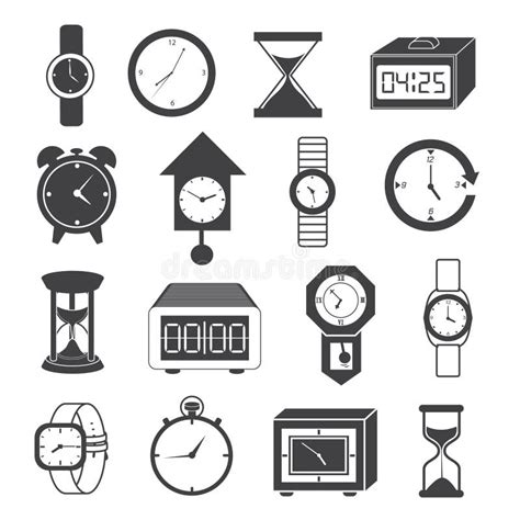 Clock And Watch Icons Set Stock Vector Illustration Of Digital 76600792