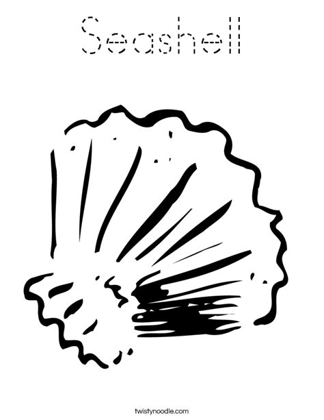 Free printable seashell coloring pages for kids. Seashell Coloring Page - Tracing - Twisty Noodle