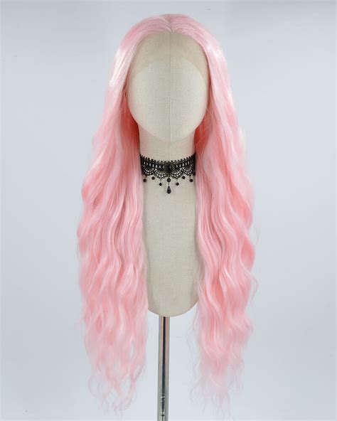 Long Pink Curly Synthetic Lace Front Wig Ww389 Weekendwigs