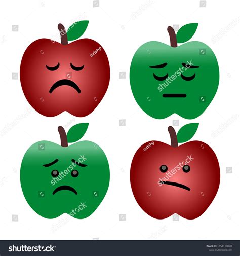 Apples Sad Expression Apple Cartoon Character Stock Vector Royalty