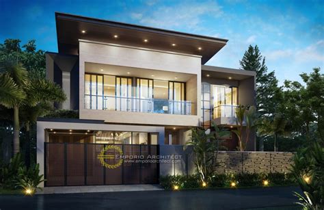 Desain rumah mewah 12x18, 2 lantai dengan taman rooftop dan kolam renang. Desain Rumah Mewah Dan Unik Style Modern Tropis Di Jakarta