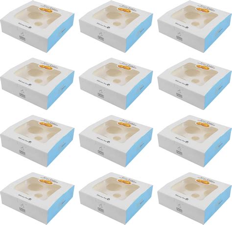 Bestoyard 25pcs Egg Tart Window Boxes Cupcake Boxes With Inserts Macaron Display