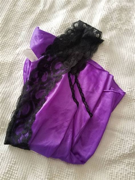 Vintage Teddy Lingerie Purple Black 42 Lace Sex Gem