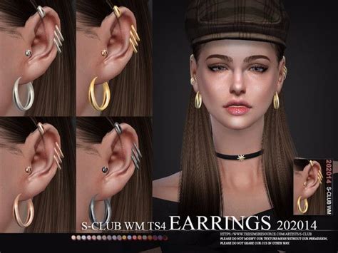 S Club Ts4 Wm Earrings 202014 Sims 4 Sims 4 Piercings Sims